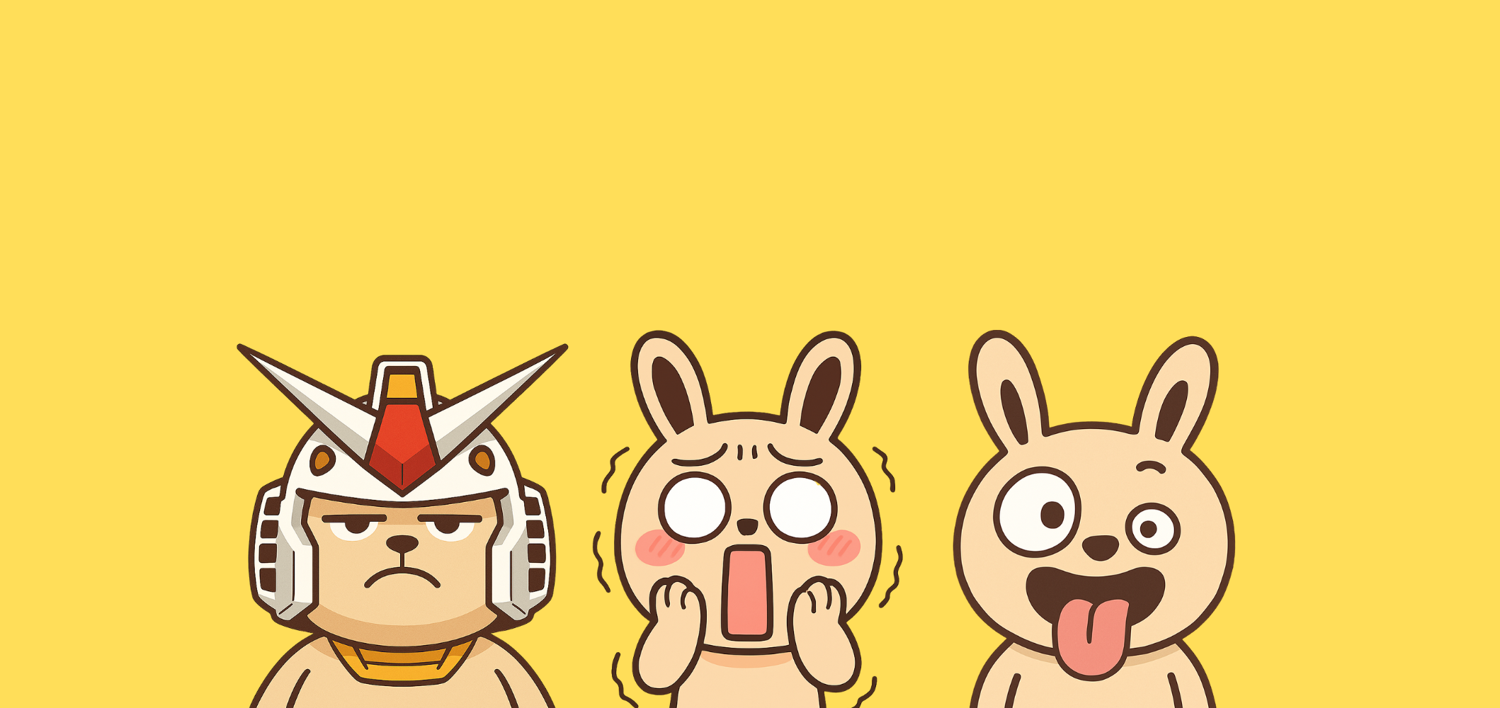 卡通兔子形象呈现多种趣味表情的品牌头图,用于展示 XIUXIU 羞羞的品牌个性与关于我们页面主题