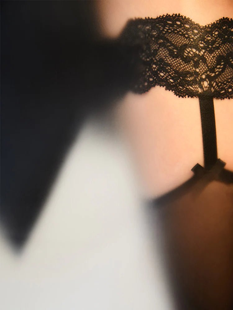 「绫」【芝】玲珑片羽 3D蕾丝分离小吊带超薄透防滑长筒袜 绫