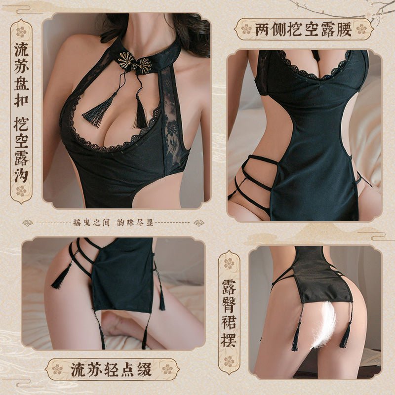 古典流苏挖空露沟旗袍 旗袍 霏慕