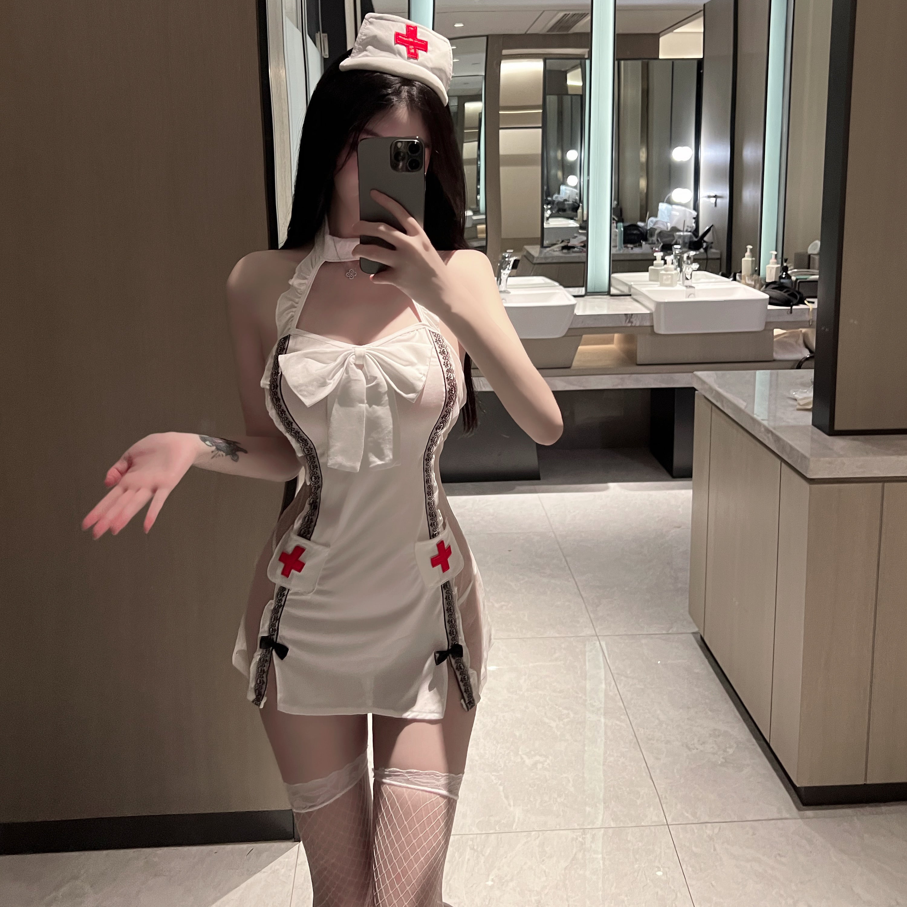 网纱透视火辣小护士包臀裙 护士 LLT