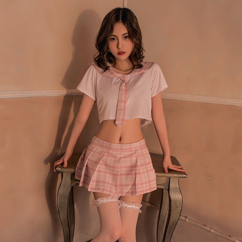 日系格子纯情学生装 JK 霏慕 粉色