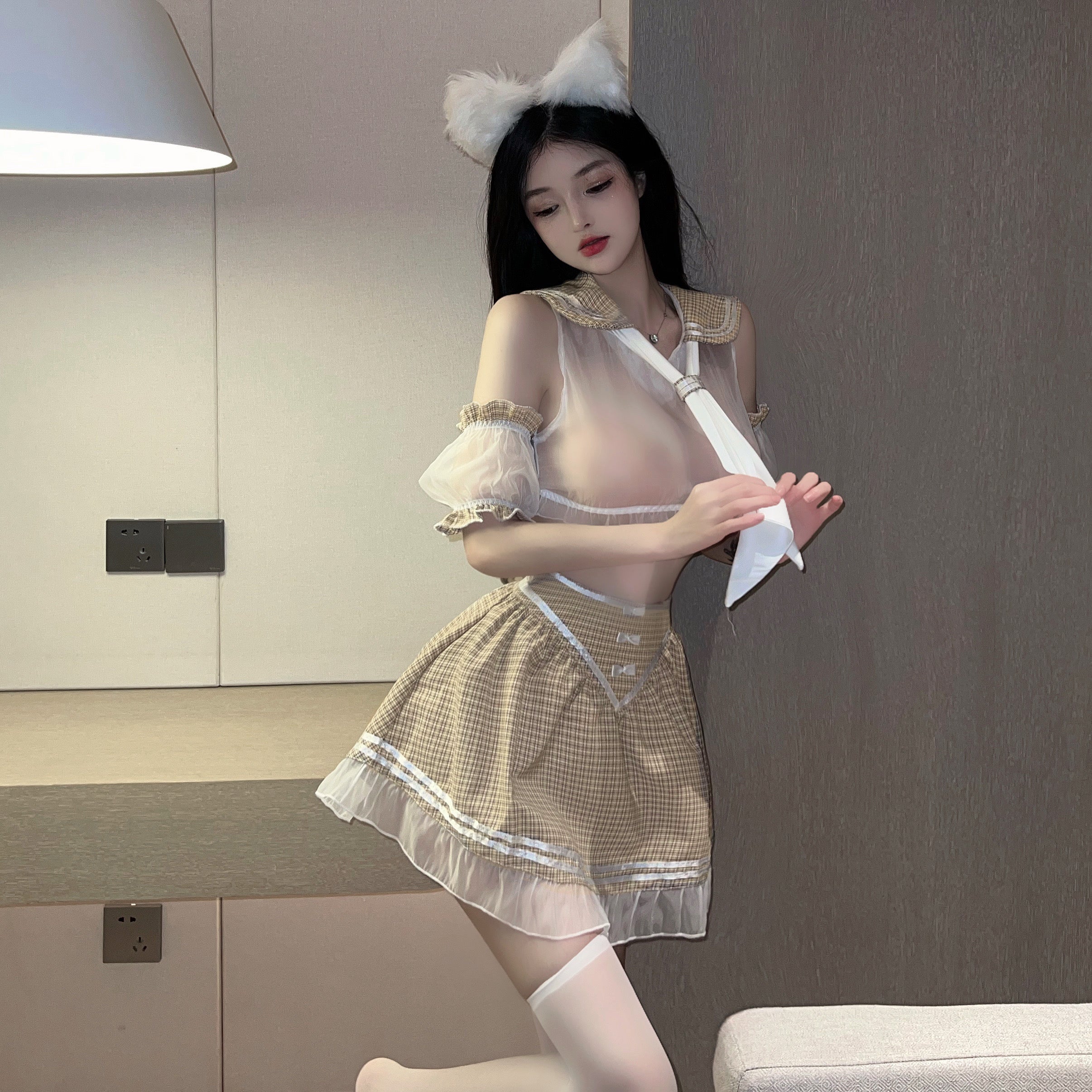 俏皮小学妹薄纱透视分体装 JK LLT