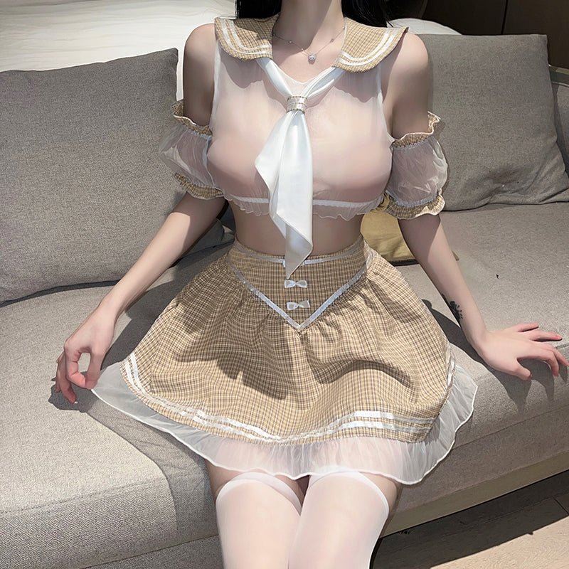 俏皮小学妹薄纱透视分体装 JK LLT