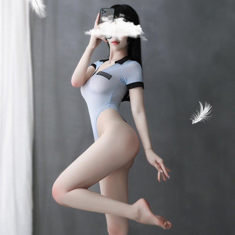 女教官冰丝开裆连体衣 女警 霏慕