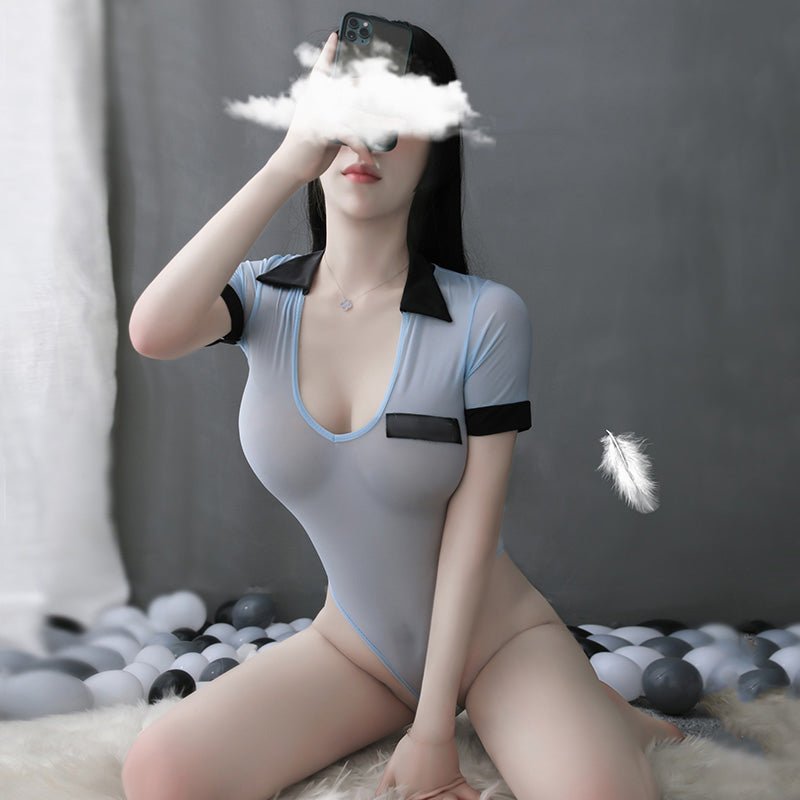 女教官冰丝开裆连体衣 女警 霏慕