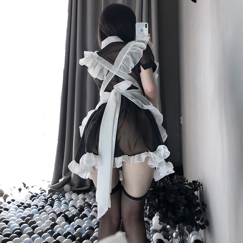 蝴蝶结黑纱透视女仆装 女仆 LLT