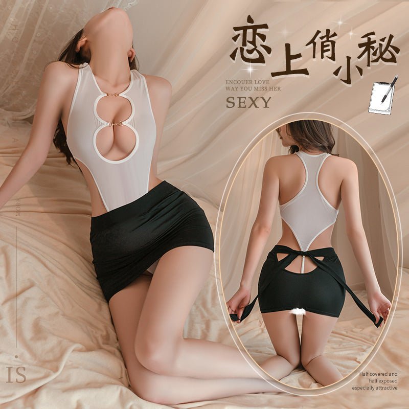 镂空露沟开档秘书套装 OL 霏慕