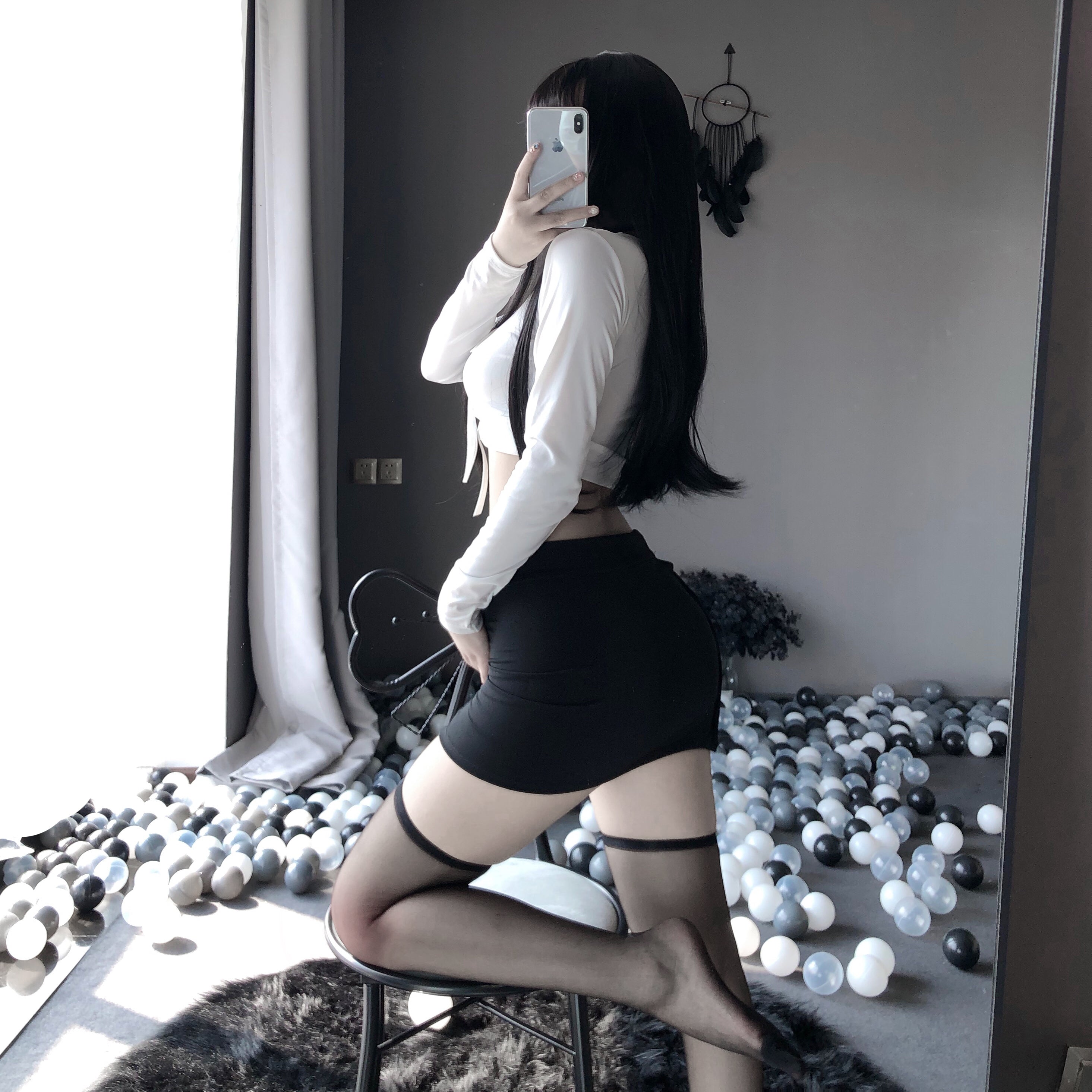 绑带露沟镂空包臀秘书装 OL LLT