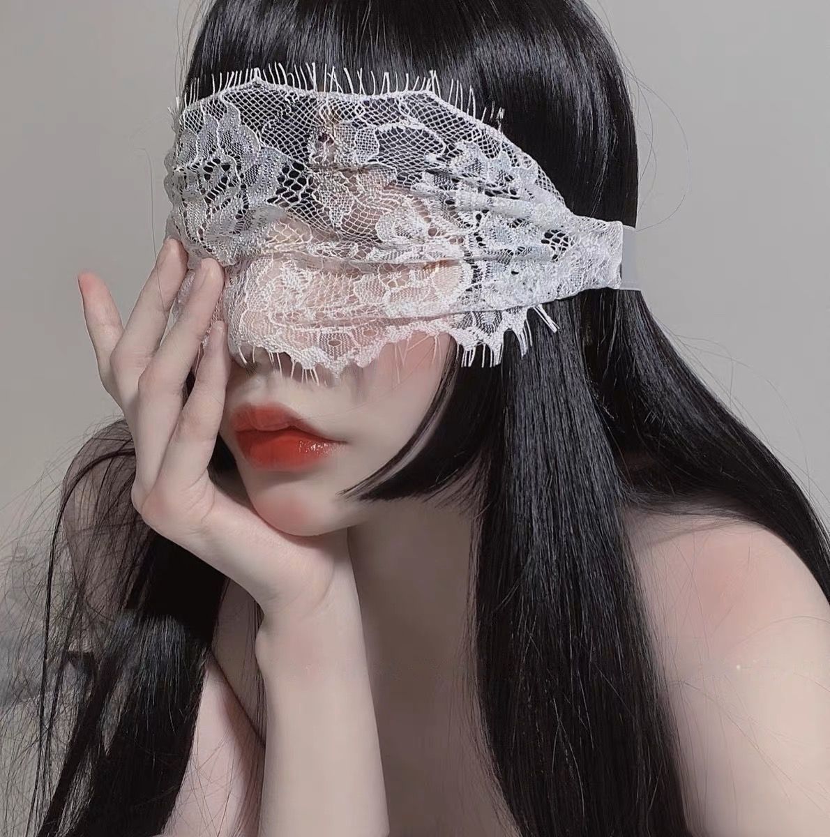 性感镂空蕾丝系带眼罩 配饰 LLT 白色