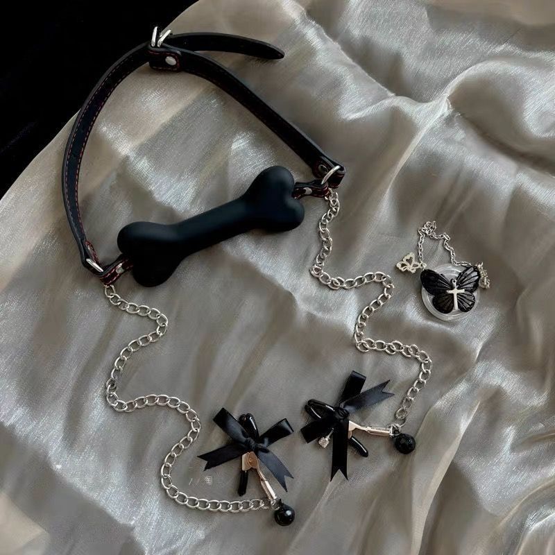 狗狗骨头口塞链条铃铛乳夹 配饰 羞羞