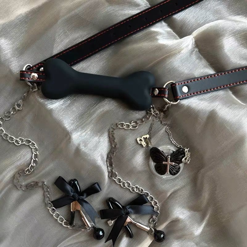 狗狗骨头口塞链条铃铛乳夹 配饰 羞羞