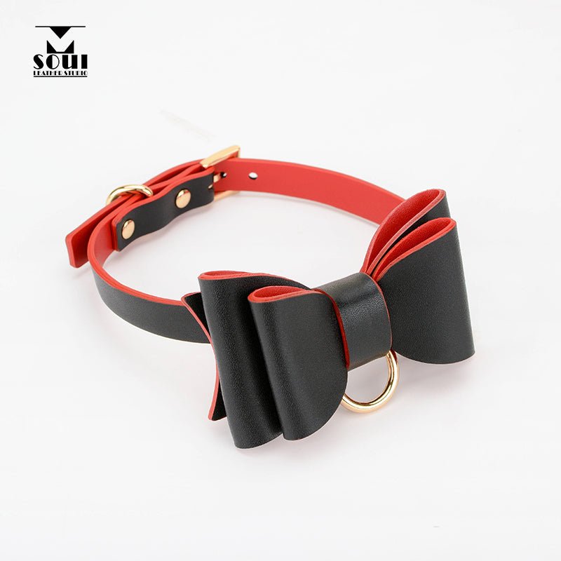 蝴蝶结优质PU皮牵引绳项圈 项环 MSOUL