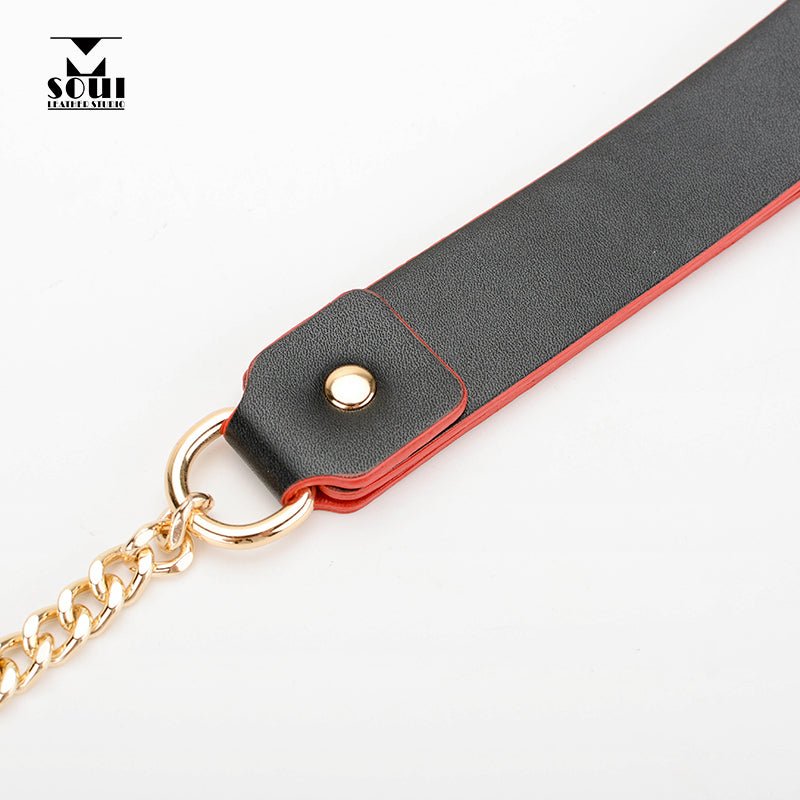 蝴蝶结优质PU皮牵引绳项圈 项环 MSOUL