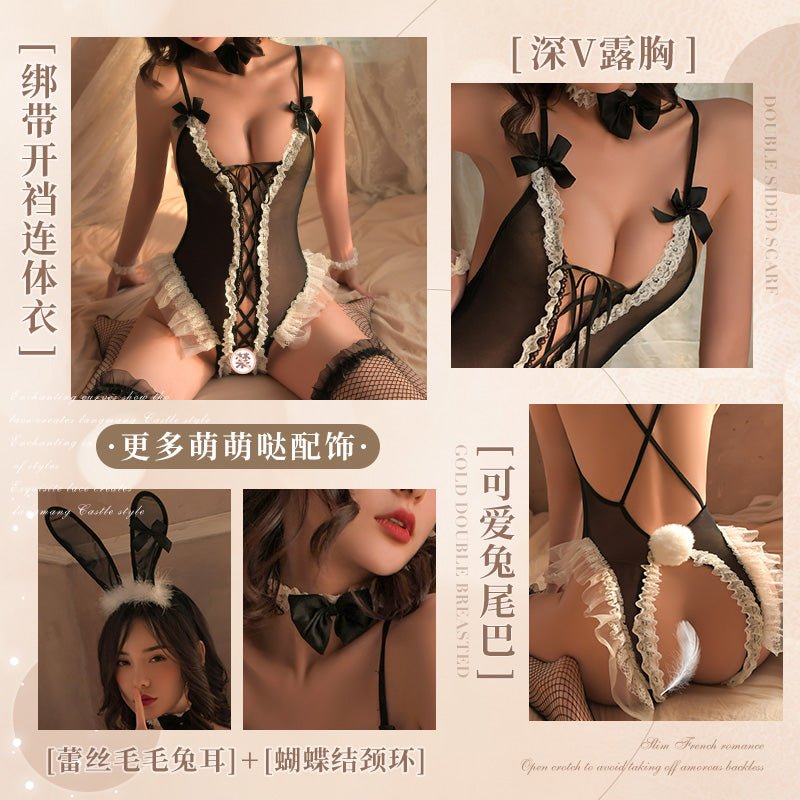 兔女郎绑带开裆连体衣 兔女郎 霏慕