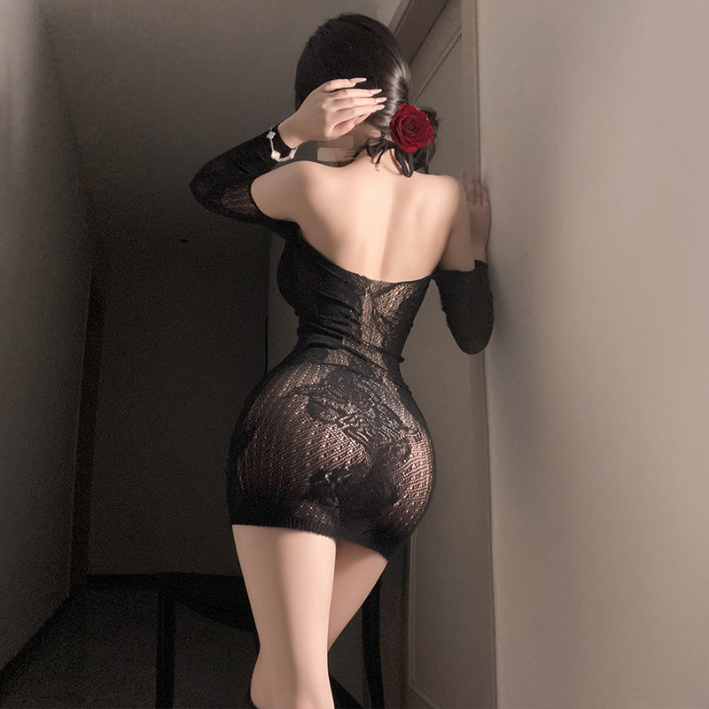 霏慕玫瑰私语镂空连身袜 霏慕