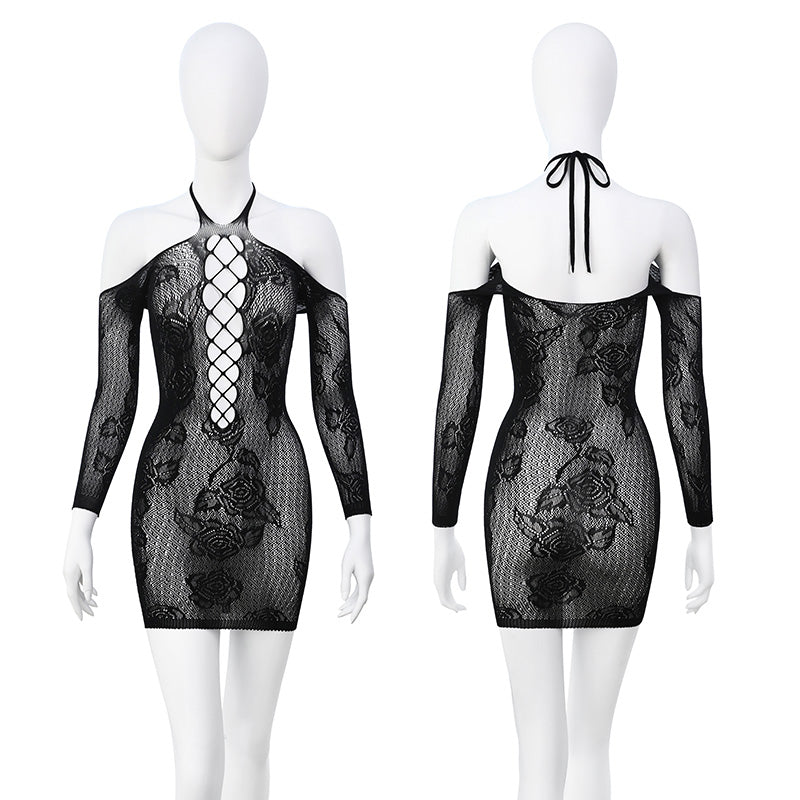 霏慕玫瑰私语镂空连身袜 霏慕