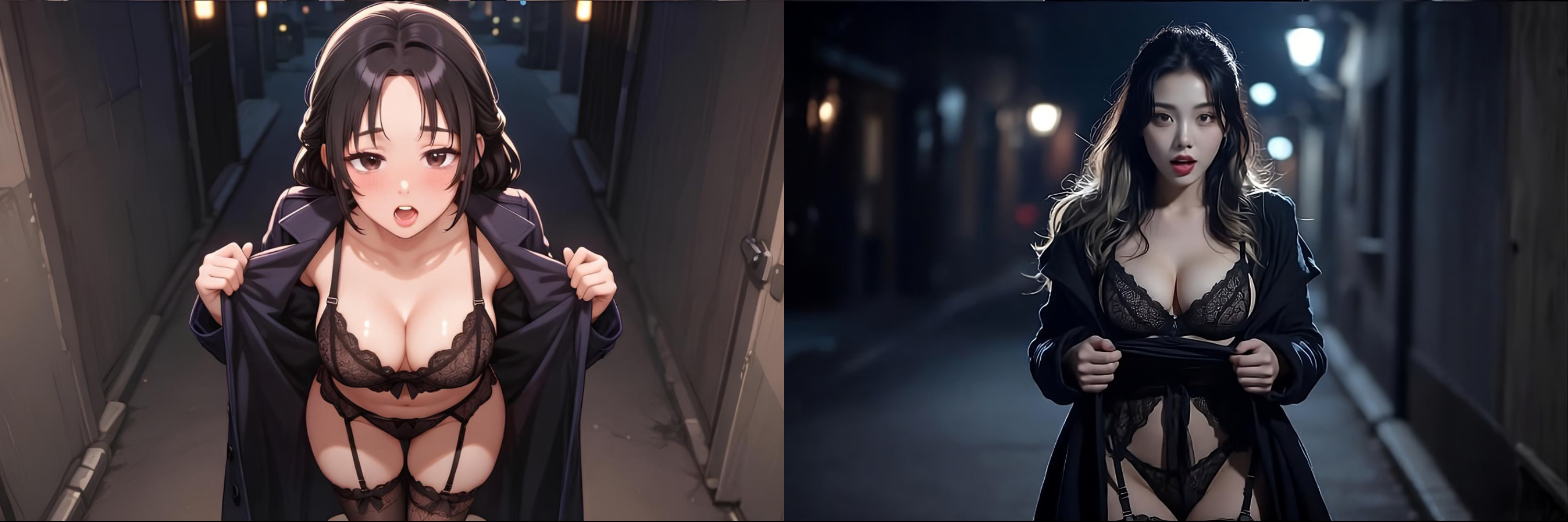 女生展示情趣内衣横幅