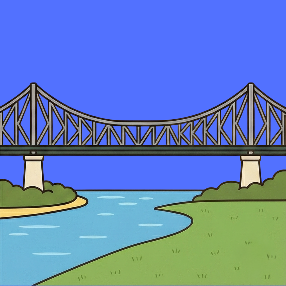 布里斯班故事桥插画，展现河岸城市风光