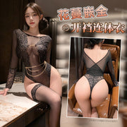 霏慕花蔓嵌金开档连体衣 霏慕