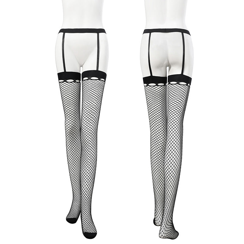 霏慕镂空连腰吊带网袜 霏慕