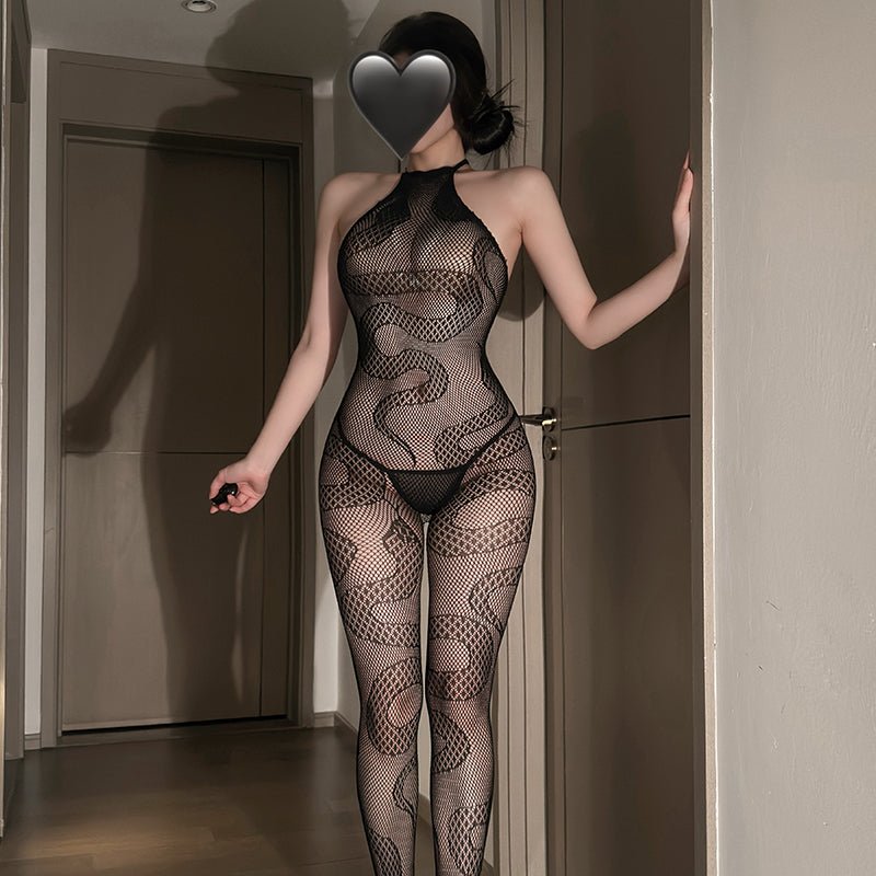 霏慕蛇来运转连身网袜 霏慕