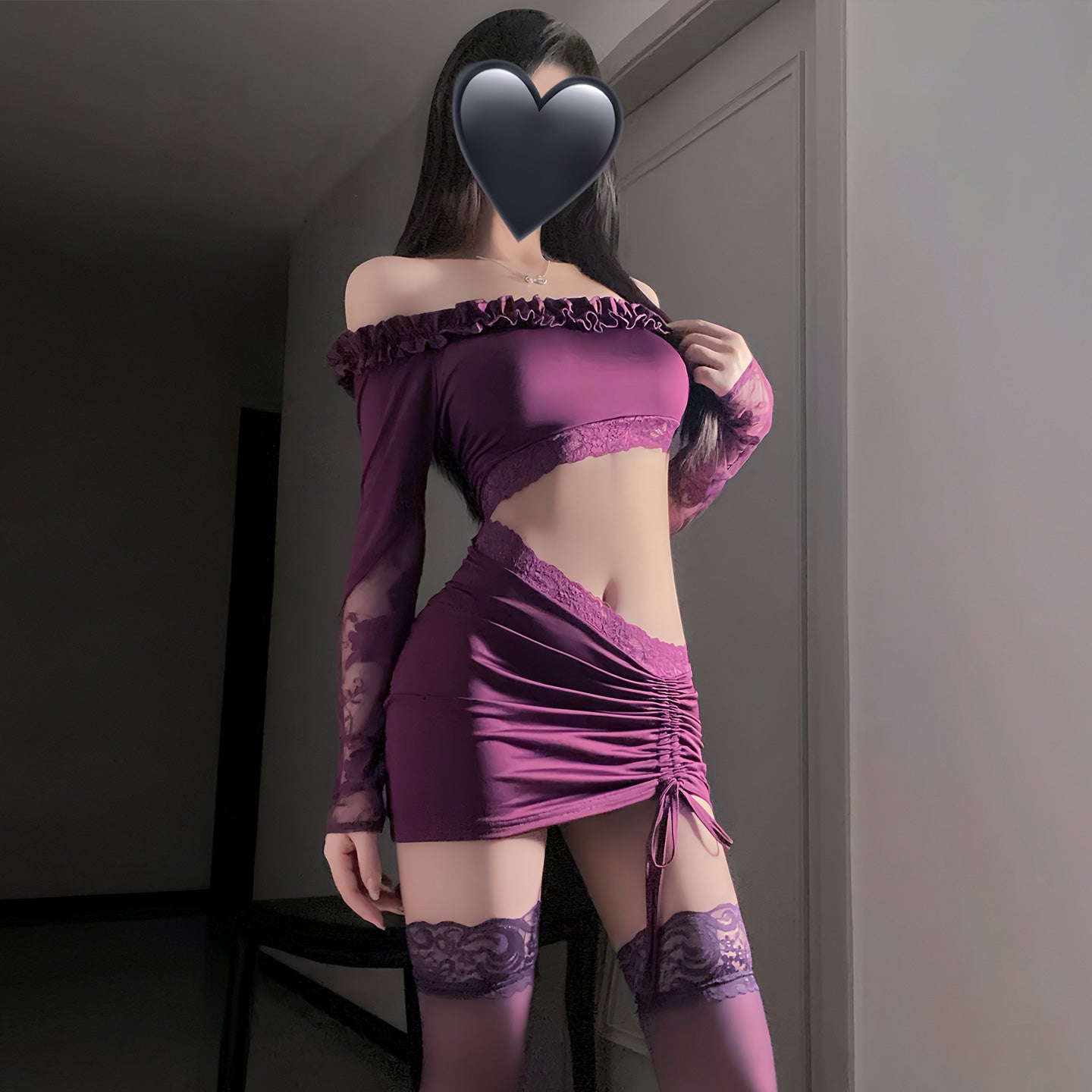 霏慕御姐紫色连衣裙 霏慕