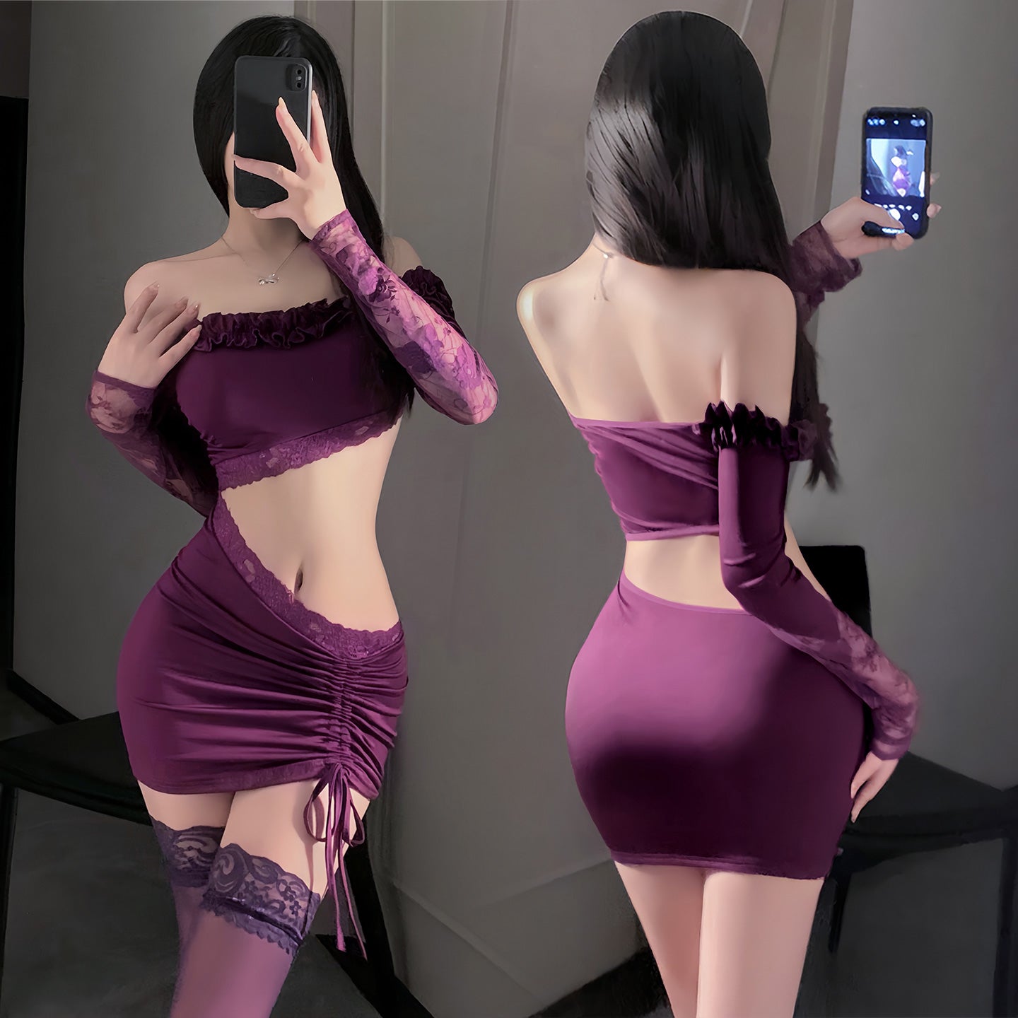 霏慕御姐紫色连衣裙 霏慕