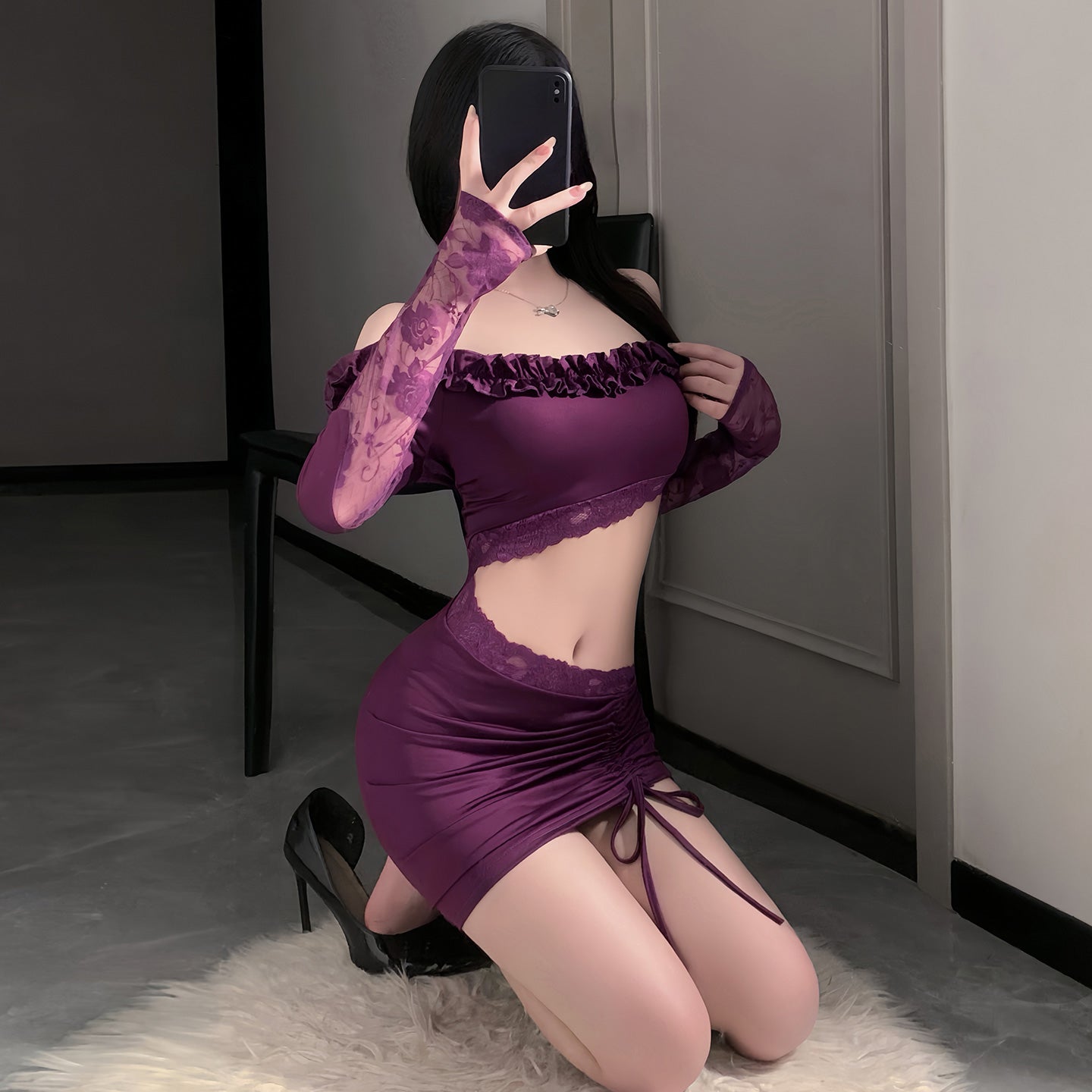 霏慕御姐紫色连衣裙 霏慕