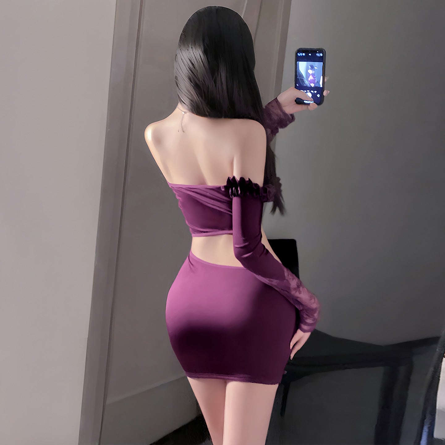 霏慕御姐紫色连衣裙 霏慕