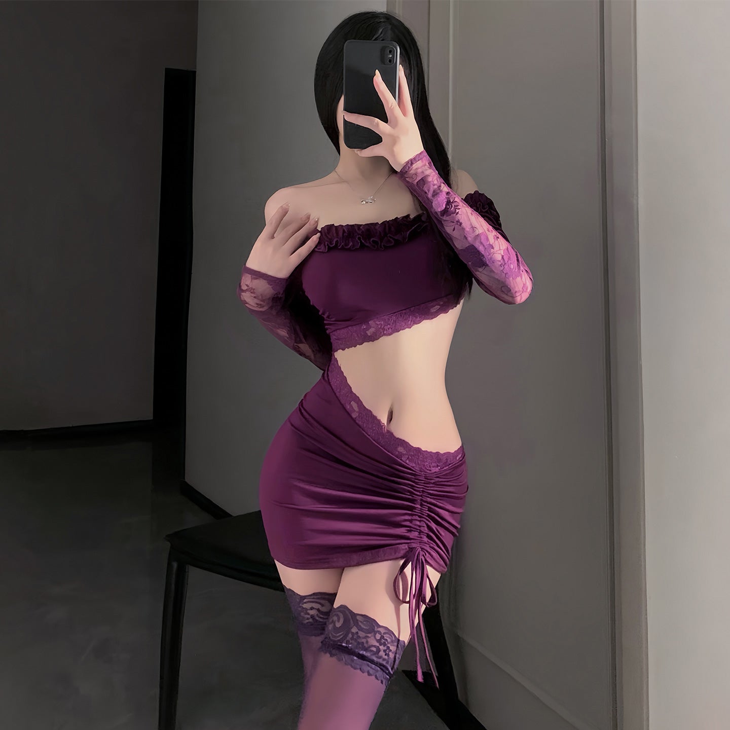 霏慕御姐紫色连衣裙 霏慕