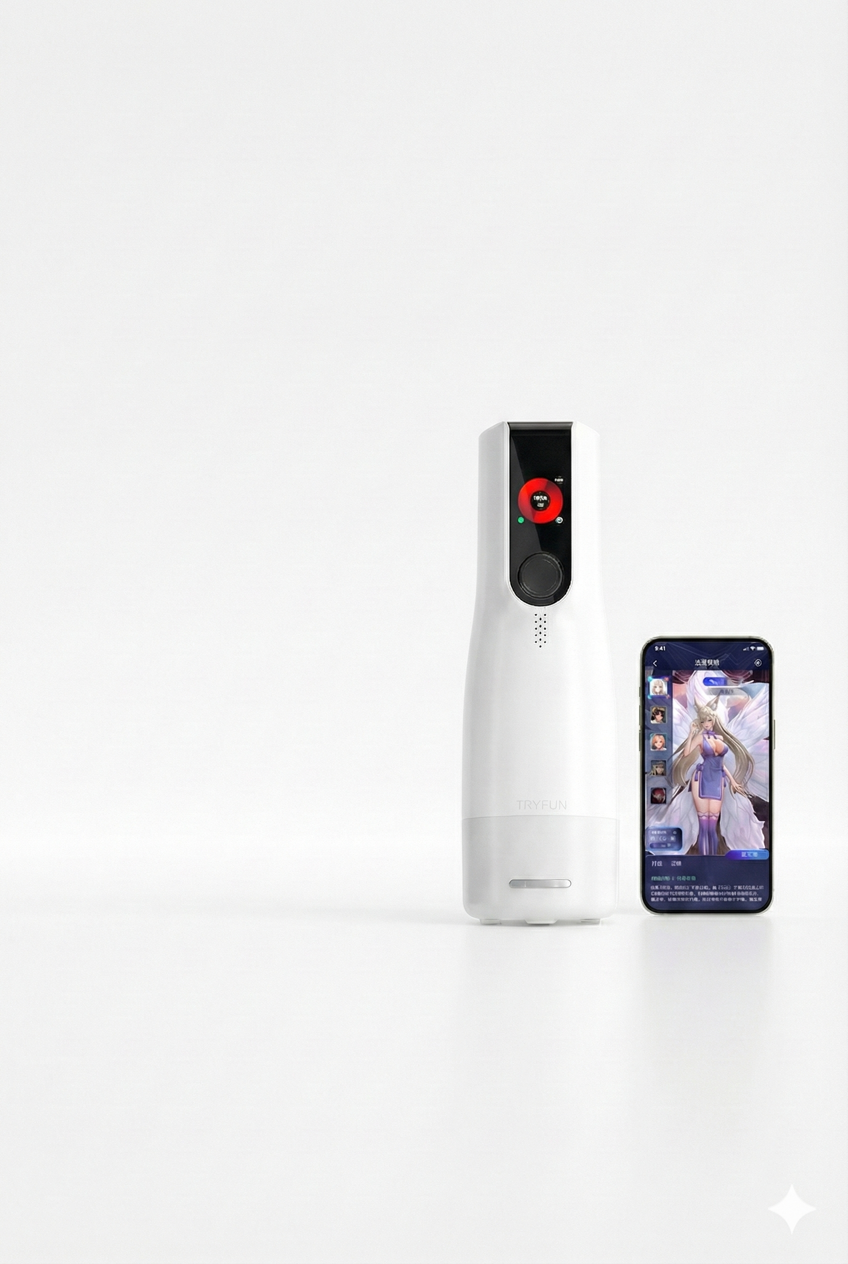 智能AI互动飞机杯展示图，支持智能识别与个性化体验调节