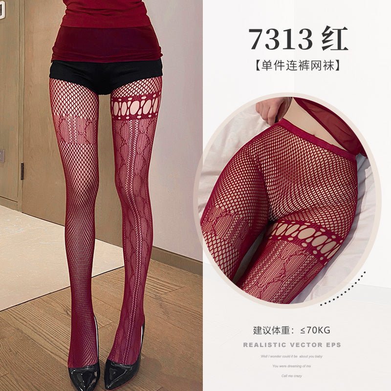 霏慕亚文化不对称提花连裤袜 情趣丝袜 霏慕 红色