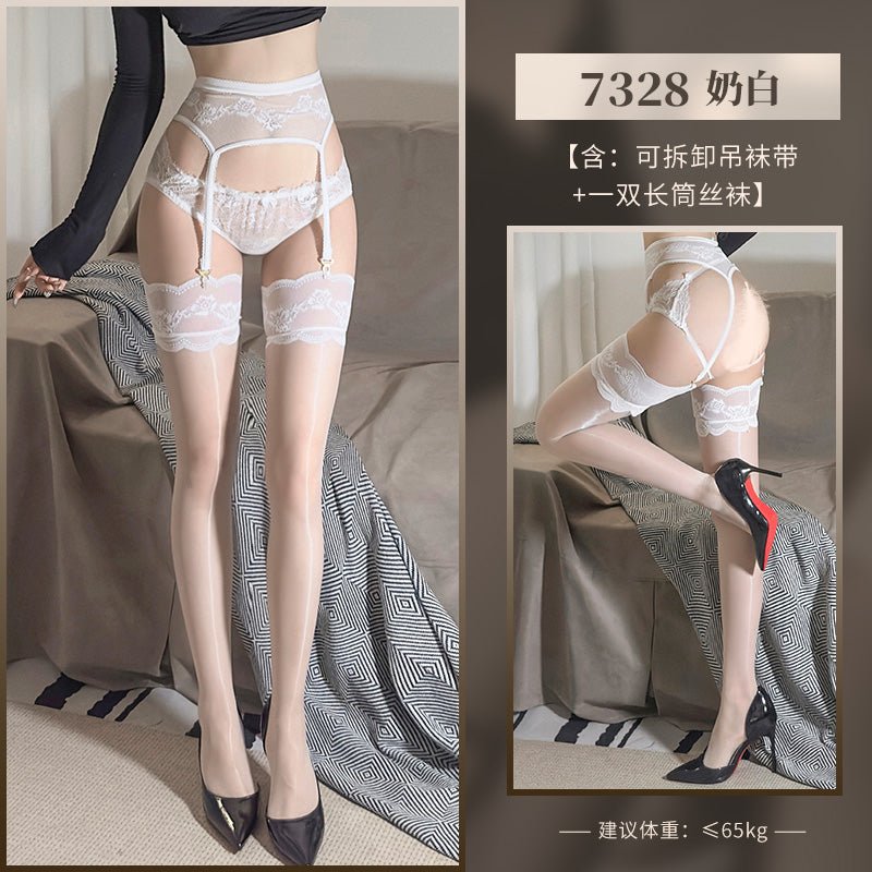 霏慕蕾丝束腰极光吊带袜 情趣丝袜 霏慕 白色