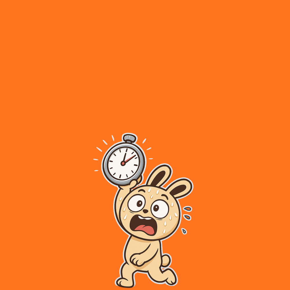 羞羞每周限时折扣活动倒计时横幅图，品牌兔子举着秒表展示限时优惠，库存有限售完即止。