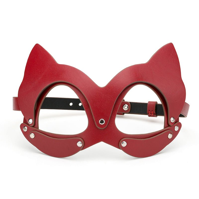 角色扮演猫女郎牛皮面具 面具 MSOUL 牛皮-酒红  