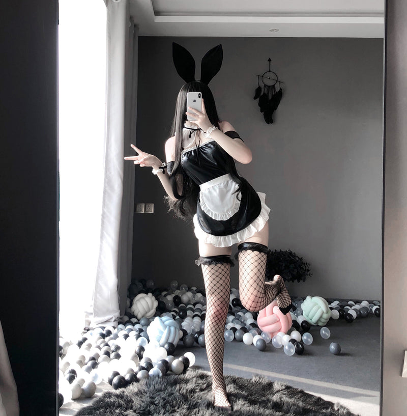 软皮性感萌兔女仆制服